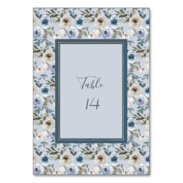 Dusty Blue und Gray Floral Botanical Wedding Tischnummer