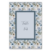 Dusty Blue und Gray Floral Botanical Wedding Tischnummer (Vorderseite)