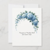Dusty Blue und Green Hydrangea Hochzeitseinladung Einladung (Rückseite)