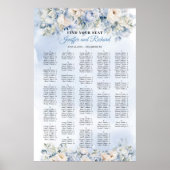 Dusty Blue und Ivory Blume Alphabetische Sitzgeleg Poster (Vorne)