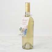 Dusty Blue und Ivory Blume Wasserfarbe Flaschenanhänger (Angewinkelt)