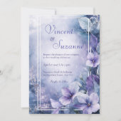 Dusty Blue und Lavender Floral Wedding Einladung (Vorderseite)