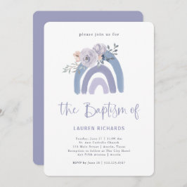 Dusty Blue und Lila Boho | Rainbow Baptisk Einladung