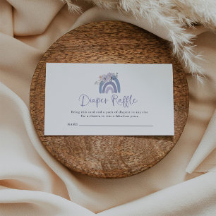 Dusty Blue und Lila Boho Rainbow Diaper Raffle Begleitkarte