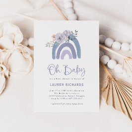 Dusty Blue und Lila Boho Rainbow Oh Babydusche Einladung