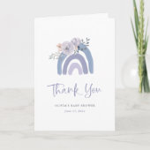 Dusty Blue und Lila Boho | Regenbogen Dankeskarte (Vorderseite)