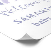 Dusty Blue und Lila Rainbow Baby Dusche Willkommen Poster (Ecke)