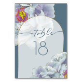 Dusty Blue und Lilac Exotic Floral Tischnummer (Rückseite)