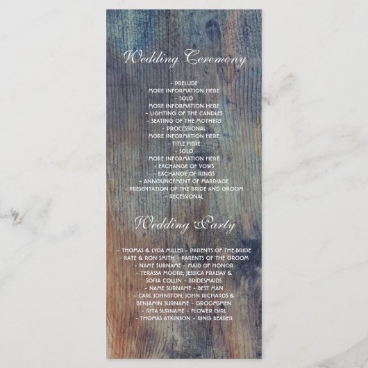 Dusty Blue und Maroon Floral Weddings Programme (Rückseite)