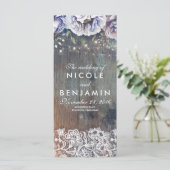 Dusty Blue und Maroon Floral Weddings Programme (Stehend Vorderseite)