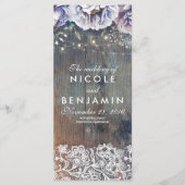 Dusty Blue und Maroon Floral Weddings Programme (Vorderseite)