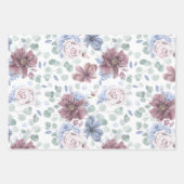 Dusty Blue und Mauve Blume Botanisches Muster Geschenkpapier Set (Vorderseite 3)