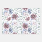 Dusty Blue und Mauve Blume Botanisches Muster Geschenkpapier Set (Vorderseite 2)