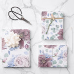 Dusty Blue und Mauve Blume Botanisches Muster Geschenkpapier Set<br><div class="desc">Botanische Lila- und staubblaue Blumenmuster</div>