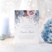 Dusty Blue und Mauve Floral Brautparty Einladung