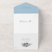 Dusty Blue und Mauve Floral Elegante Wedding All i All In One Einladung (Außenbereich)