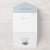 Dusty Blue und Mauve Floral Elegante Wedding All In One Einladung (Außenbereich)