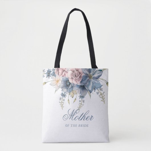 Dusty Blue und Mauve Floral Elegante Wedding Tasche (Vorderseite)