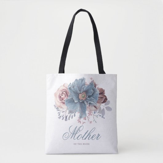 Dusty Blue und Mauve Floral Elegante Wedding Tasche (Vorderseite)
