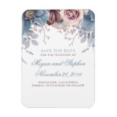 Dusty Blue und Mauve Floral Save the Date Magnet (Vertikal)