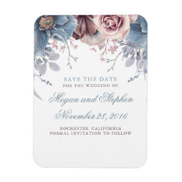 Dusty Blue und Mauve Floral Save the Date Magnet