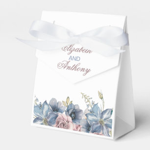 Dusty Blue und Mauve Floral Watercolor Wedding Fav Geschenkschachtel