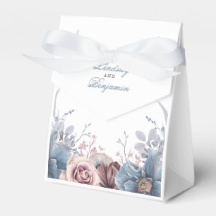 Dusty Blue und Mauve Floral Watercolor Wedding Geschenkschachtel