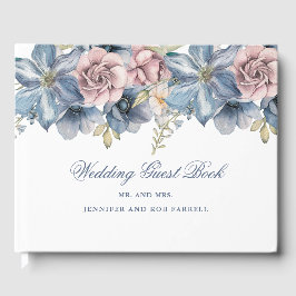 Dusty Blue und Mauve Floral Wedding Gästebuch