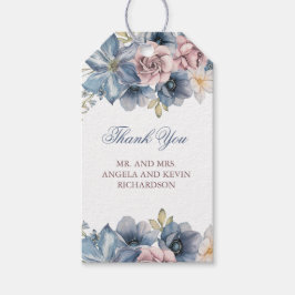 Dusty Blue und Mauve Floral Wedding Gift Tags Geschenkanhänger