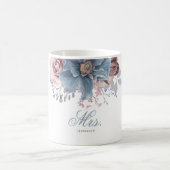 Dusty Blue und Mauve Floral Wedding MRS oder MR's Kaffeetasse (Mittel)
