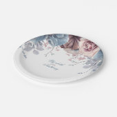 Dusty Blue und Mauve Floral Wedding Pappteller (Schrägansicht)