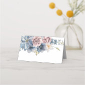 Dusty Blue und Mauve Floral Wedding Platzkarte (Rückseite)