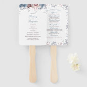 Dusty Blue und Mauve Floral Wedding Program Fächer (Vorne und Hinten)