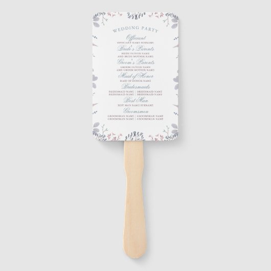 Dusty Blue und Mauve Floral Wedding Program Fächer (Rückseite)