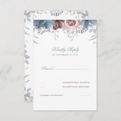 Dusty Blue und Mauve Floral Wedding RSVP (Vorne/Hinten)