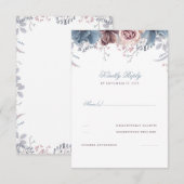 Dusty Blue und Mauve Floral Wedding RSVP Karte (Vorne/Hinten)