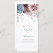Dusty Blue und Mauve Floral Weddings Programme (Vorne/Hinten)