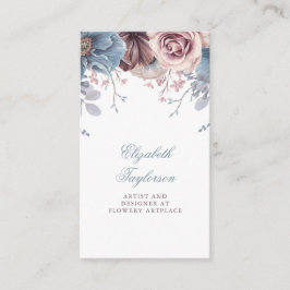 Dusty Blue und Mauve Watercolor Floral Vintag Visitenkarte