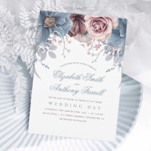 Dusty Blue und Mauve Watercolor Floral Wedding
