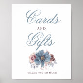 Dusty Blue und Mauve Wedding Cards and Gifts Sign Poster (Vorne)