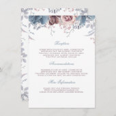 Dusty Blue und Mauve Wedding Information Guest Begleitkarte (Vorne/Hinten)