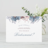 Dusty Blue und Mauve - Werden Sie meine Bridesmaid Einladung (Stehend Vorderseite)