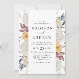 Dusty Blue und Mauve Wildblume Meadow Wedding Einladung