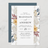 Dusty Blue und Mauve Wildblume Meadow Wedding Einladung (Vorne/Hinten)