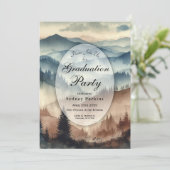 Dusty Blue und Mocha Brown Mountains Abschluss Einladung (Stehend Vorderseite)