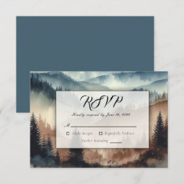 Dusty Blue und Mocha Brown Mountains RSVP Karte
