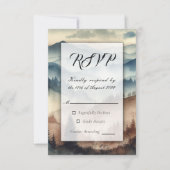 Dusty Blue und Mocha Brown Mountains RSVP Karte (Vorderseite)