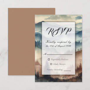 Dusty Blue und Mocha Brown Mountains RSVP Karte