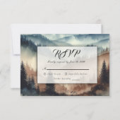 Dusty Blue und Mocha Brown Mountains RSVP Karte (Vorderseite)