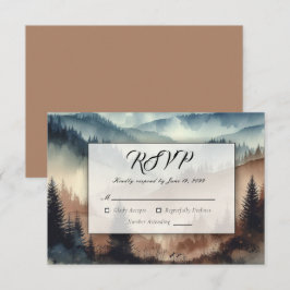 Dusty Blue und Mocha Brown Mountains RSVP Karte